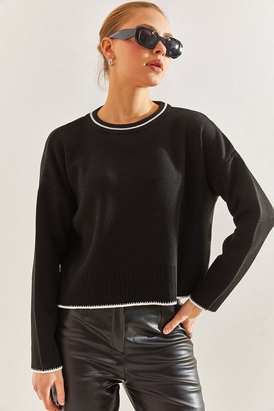 Bianco Lucci Damen-Strickpullover mit Kragen und Streifen