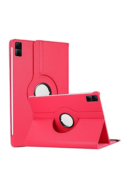 Microsonic Xiaomi Redmi Pad SE Kılıf 360 Dönerli Stand Deri Koyu Pembe