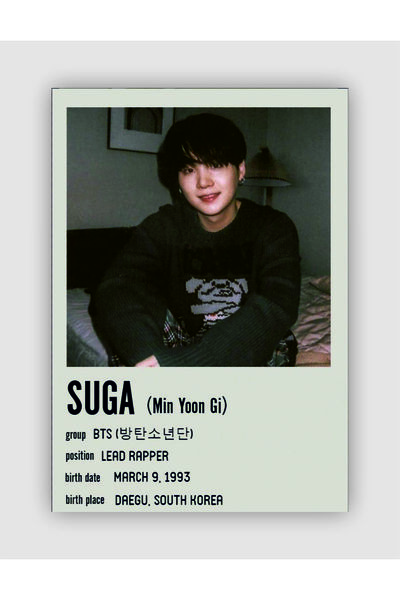 fırsatlar diyarı SUGA (Min Yoon Gi) K-pop Duvar Posteri - Duvar Dekoru - Kalı...