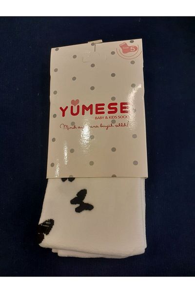 Yümese Çorap Детски чорапогащи с мус YÜMESE в екрю цвят пеперуда