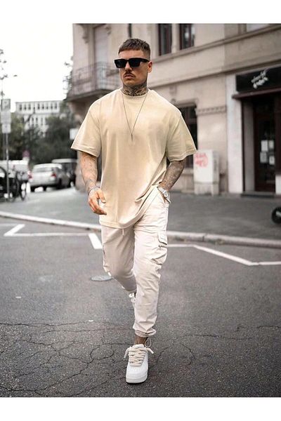 MOONBULL Ανδρικό μονόχρωμο μπλουζάκι Oversize