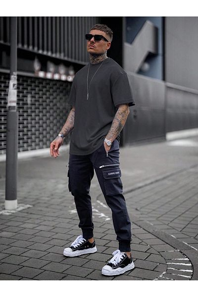 MOONBULL Ανδρικό μονόχρωμο μπλουζάκι Oversize