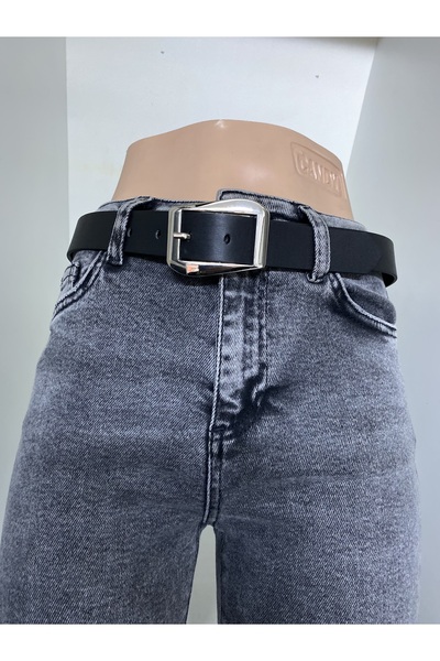 Aksabeltchokers 3.cm gümüş renk yamuk tokalı kadın Kemeri