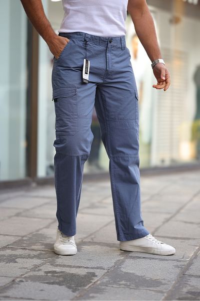 Tarz Cool Smoked Men's Cargo Pocket Baggy Denim Trousers