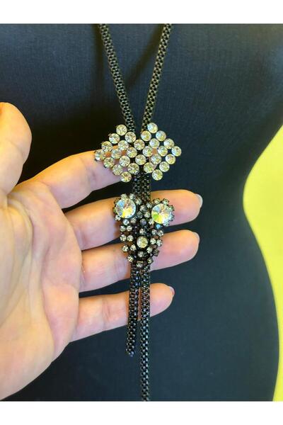 Gönülden Tasarım STONE EMBROIDERED NECKLACE WITH wicker CHAIN WOMEN'S NECKLACE