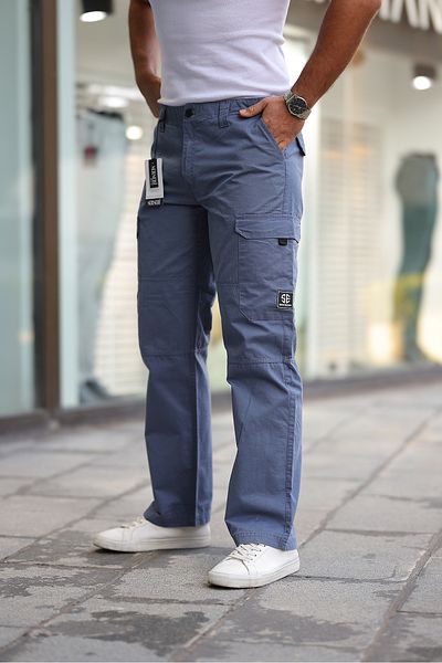 Tarz Cool Smoked Men's Cargo Pocket Baggy Denim Trousers