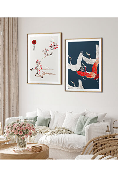 HOMEPACK İkili Set Çerçeveli Tablo Leylek Poster Tablo İkili12