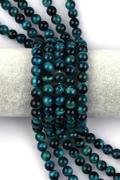 Alibaba Doğaltaş Turquoise Tiger Eye Natural Stone String 8 mm Globe Cut