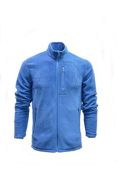 NJM SPORT WEAR Ανδρικό φούτερ από φλις indigo Anti-pilling No-Pilling Full Zip-up 3 τσέπες για εξωτερικό γιακά