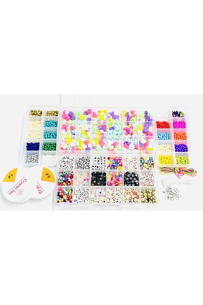yiğit aksesuar 62 Pieces Jewelry Making Hobby Beads Set Letter Beads Acrylic Beads Sand Beads