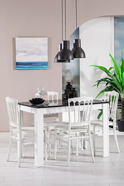 MOBETTO Mirage / Miray Mutfak Mas Takımı 4 Sandalye 1 Masa - Beyaz