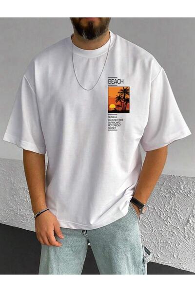 MOONBULL Ανδρικό μπλουζάκι Oversize Beach Printed