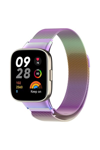 AQUA AKSESUAR Redmi Watch 3 Active Compatible A++ Quality Magnetic Braided Mesh Metal Band
