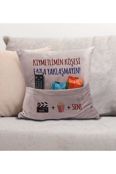 Bk Gift Fun Designed Organizer Pink Throw Pillow with Remote Control and Snac...
