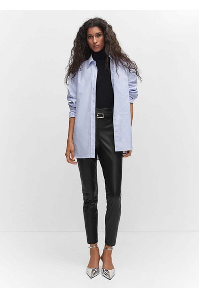 MANGO Woman Leggings in Lederoptik mit Schlitzen an den Beinen