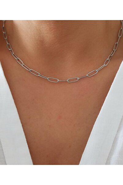 DENİZDENAL Çelik Kolye Ataç Zincir Silver