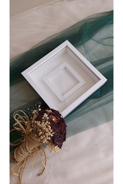 Verda Çerçeve Rama de memorie albă de 25x25 cm cu secțiune foto - Rama de memorie adâncime de 6 cm