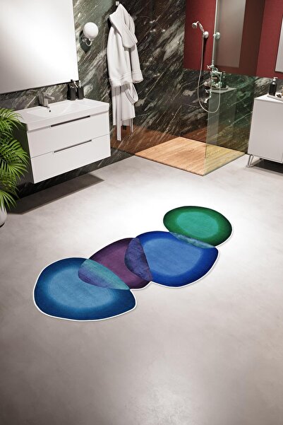 10 Post Online Banyo Paspası Klasik Modern Siyah Kaydırmaz Kesme Yıkanabilir ...