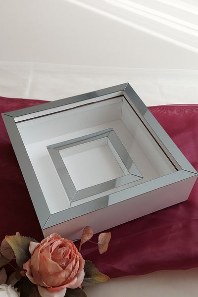 Verda Çerçeve 25x25 Cm Fotografie Secționată Alb Semifumată Acoperită Verda Cadru de Memorie-6 Cm Adâncime Cadru de Memorie