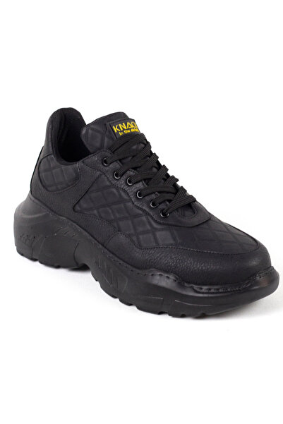 Rainon Store Men's Black Leather High Sole Sneakers