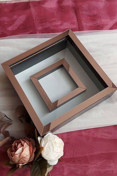 Verda Çerçeve إطار ذاكرة Verda مغطى باللون الأسود شبه الوردي مع قسم صور مقاس 25 × 25 سم - إطار ذاكرة بعمق 6 سم