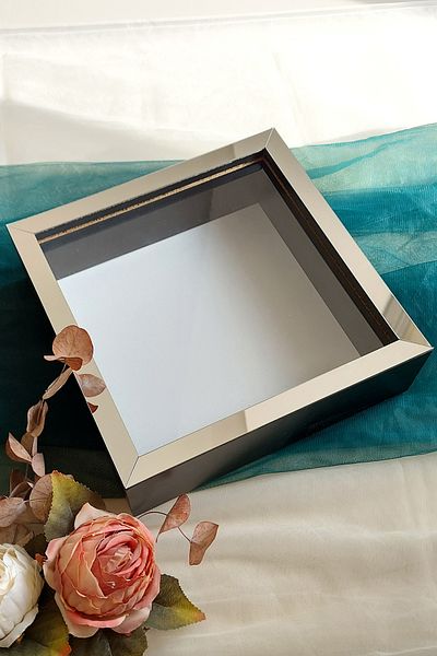 Verda Çerçeve 25x25 Cm Black-silver Deep Memory Frame-6 Cm Depth Memory Frame Rose Box!Hkm Commerce