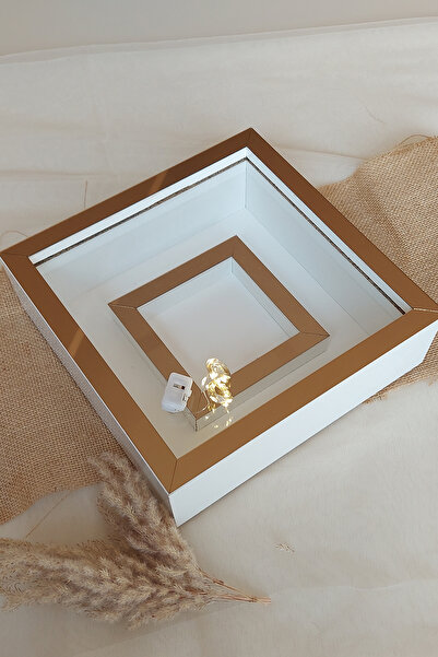 Verda Çerçeve 25x25 Ledli Beyaz-bronz Fotoğraf Bölümlü Çerçeve Gül Tasarımlar...