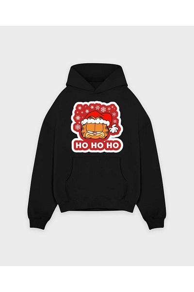 MAD COLLECTİON Унисекс суитшърт с качулка, стандартна кройка и дълъг ръкав, с щампа на Гарфилд, голям размер, памучен