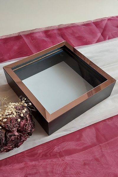 Verda Çerçeve 25x25 cm Black Deep Memory Frame - 6 cm Depth Memory Frame Rose Box!Hkm Commerce