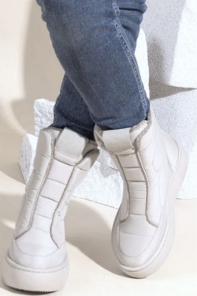 İpek Arya OGGO Snow Boot Outdoor Cream Θερμική Γούνα Χειμερινή Αντιολισθητική Σόλα Μπότες Χιονιού