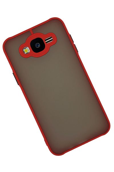 Merwish Samsung Galaxy J7 Compatible Camera Protected Hux Tpu Transparent Case Cover Red