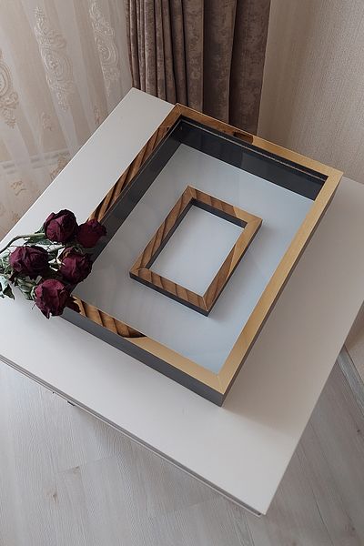 Verda Çerçeve 30x40 Cm Black-gold Photo Sectioned Rose Storage Memory Frame-6 Cm Memory Frame Rose Box