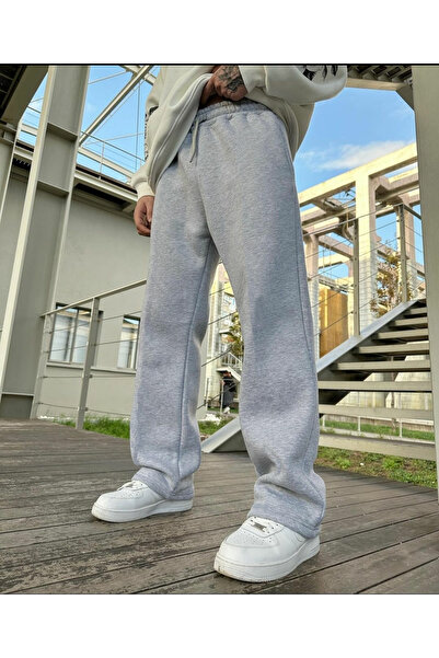 FİTGO بنطال رياضي رجالي رمادي 2 خيط موسمي فضفاض