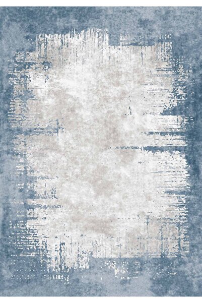 10 Post Online Modern Eskitme Indigo Dijital Baskı Halı Kaydırmaz Ince Yıkanabilir