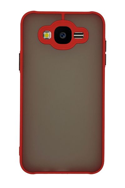 Merwish Samsung Galaxy J7 Compatible Camera Protected Hux Tpu Transparent Case Cover Red