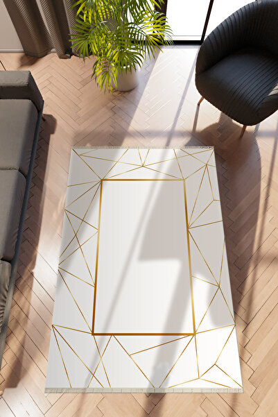 10 Post Online Modern Geometrik Beyaz Dijital Baskı Halı
