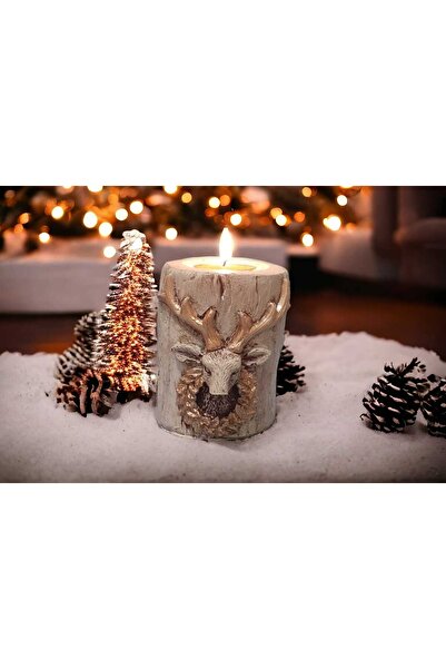 EL YAPIMI YILBAŞI MASASI DEKOR MUMLUK GEYİK YENİ YIL HEDİYESİ