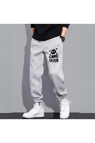 Toum Blunt Thump Game Over Printed Pantaloni de sport unisex gri