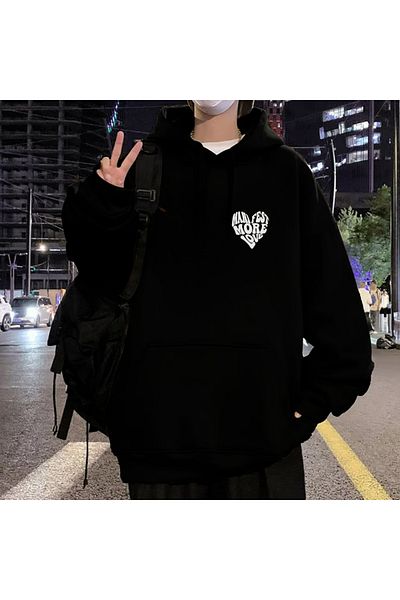 Touz Moda Street Wear Manifest More Love Oversize Unisex Μαύρο φούτερ