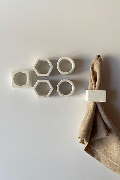 sin istanbul 6-Piece Napkin Ring Marble Pattern