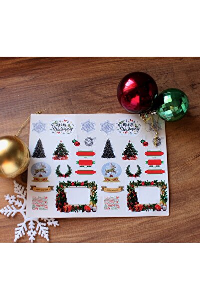baddin aksesuar 2024 Sticker Set - New Year Labeled Journal Penpal Christmas