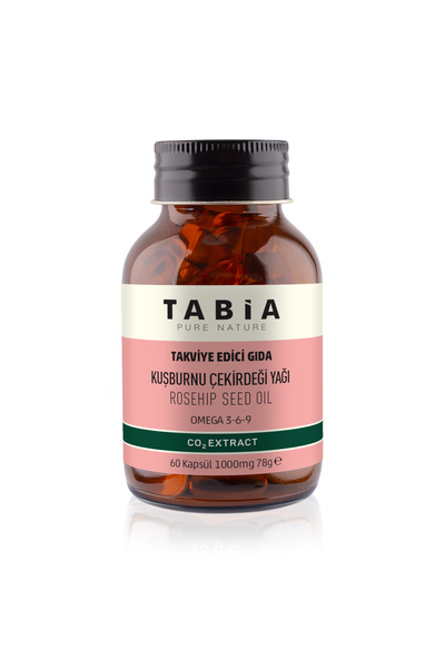 TABİA Kuşburnu Çekirdeği Yağı | Co2 Extract | 1000 Mg 60 Kapsül
