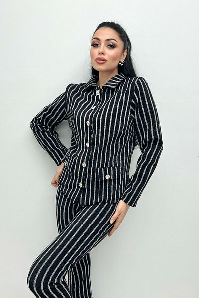 giyimmasalı Черно блестящо креп яке - с копчета