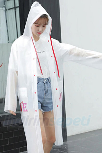 indirimsepeti Kalite Unisex Yağmurluk Cepli Dayanıklı Love Rain Taşıma Çantal...