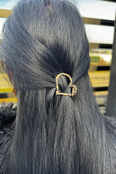 TAKIŞTIR Πόρπη με μανταλάκι με σχήμα καρδιάς σε καφέ λεοπάρ