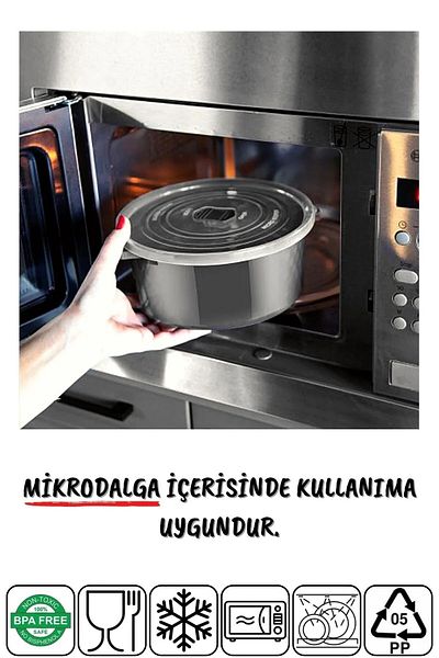 Open Home Concept Set of 24 Anthracite Round Storage Containers for Microwave and Freeze