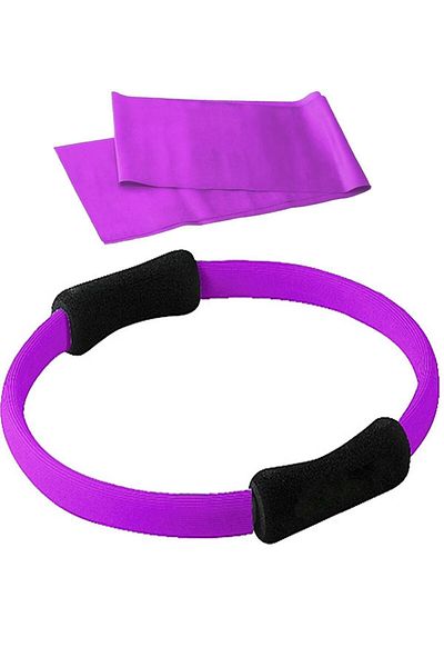 Clifton Pilates Exercise Gymnastic Plates Set - Fiberglass 38 cm Circle and 90X7.5 cm Band