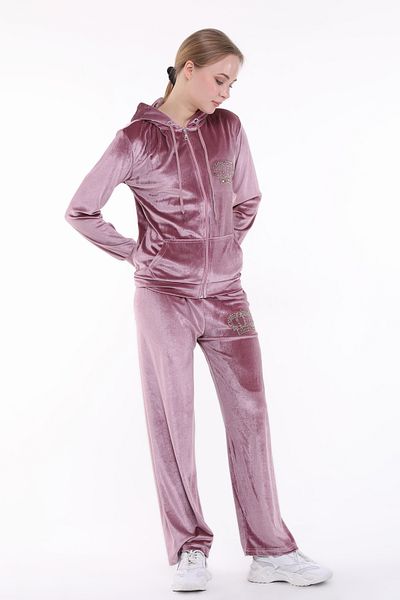 ikmal collection Αναπλήρωση Crown Stone Soft Texture Velvet Loose Leg