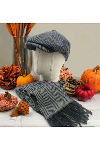Shopiolog Hat Scarf Set David Beckham Model Peaky Blinders Winter Cap