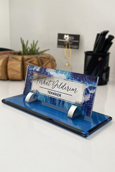 MERTKRİSTAL UV Baskılı Masa İsimliği, Büro Ofis Makam Hediyesi, Masaüstü isimlik